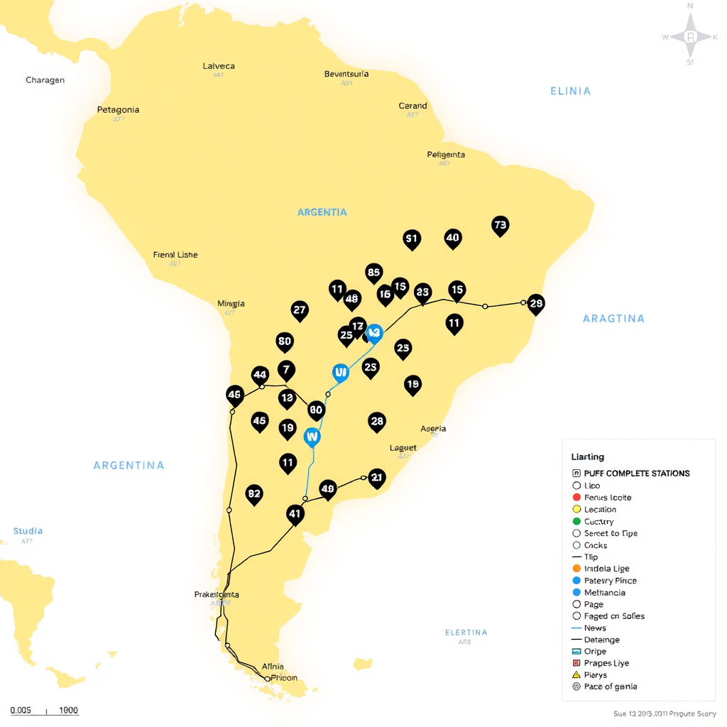 Mapa interactivo de Argentina mostrando la red completa de estaciones de carga para vehículos eléctricos, con cobertura desde Buenos Aires hasta la Patagonia