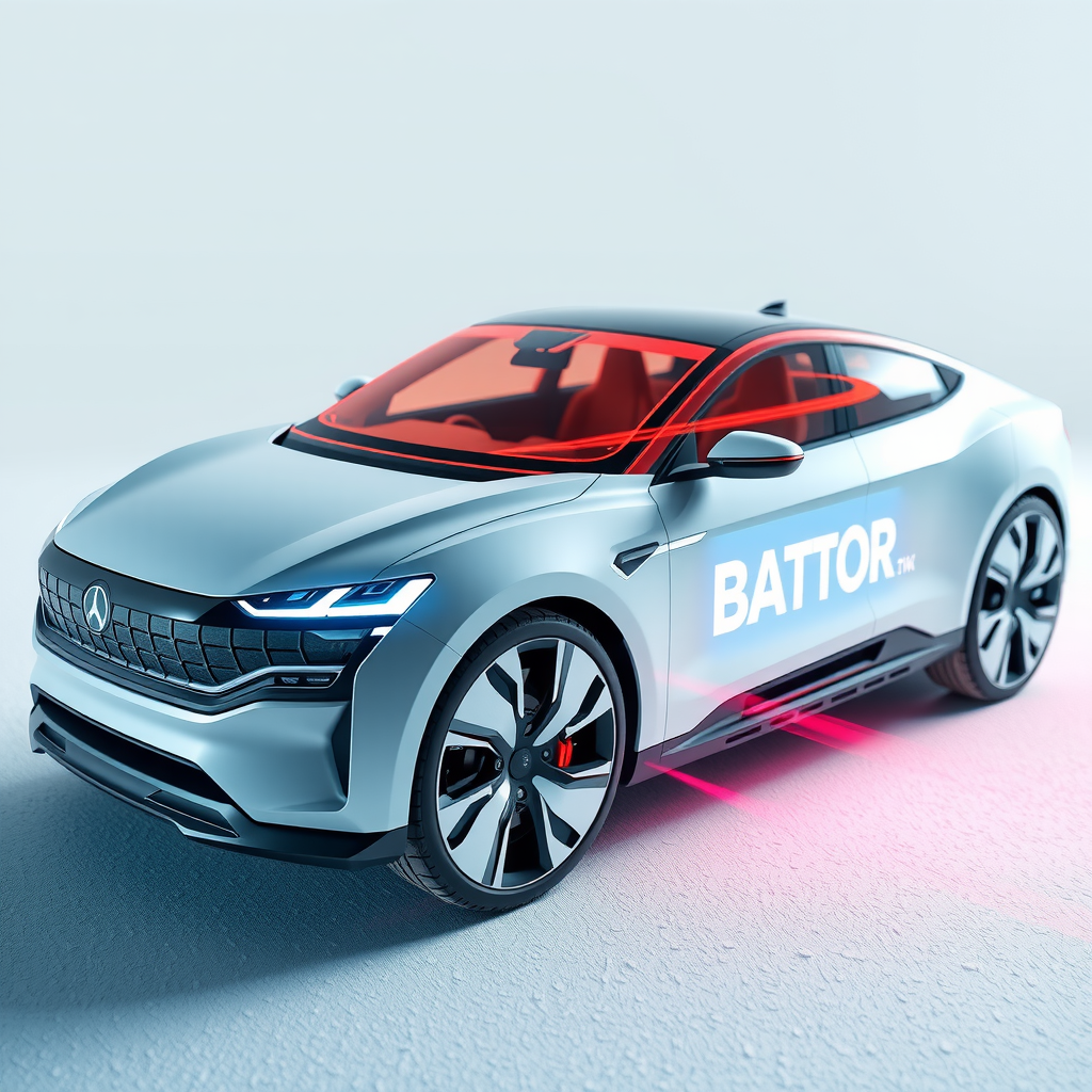 Concepto futurista de tecnología de baterías de estado sólido para vehículos eléctricos con gráficos de rendimiento mejorado en clima frío